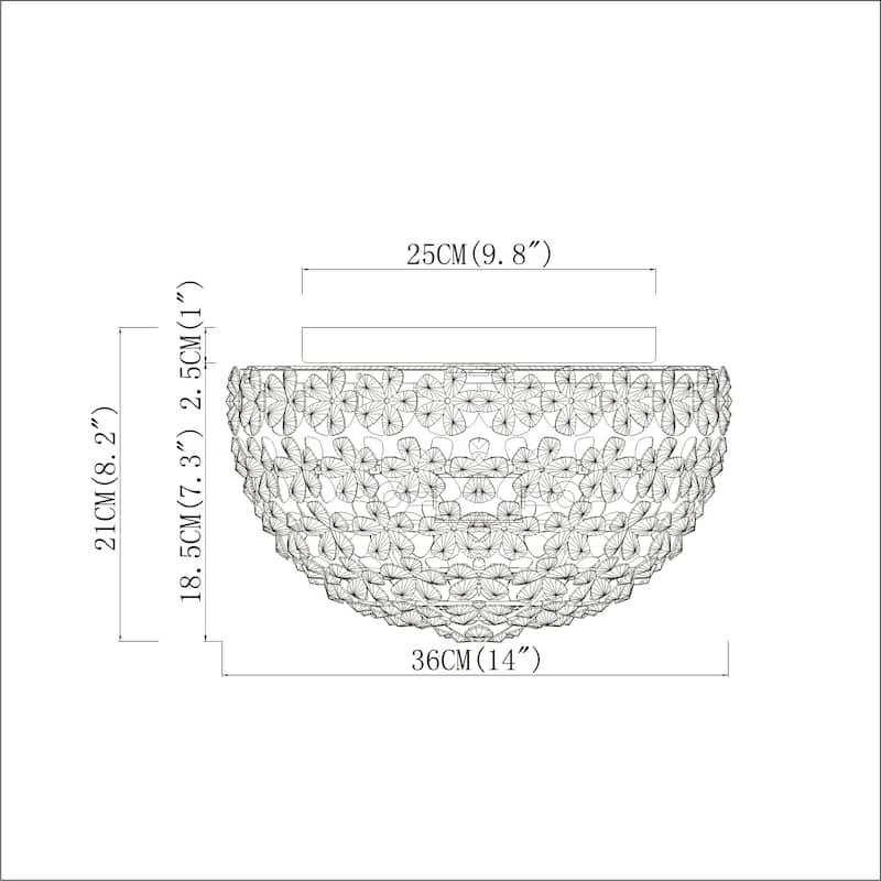 Wiktor 14 Inch Flower Crystal Glam Flush Mount 3-Light