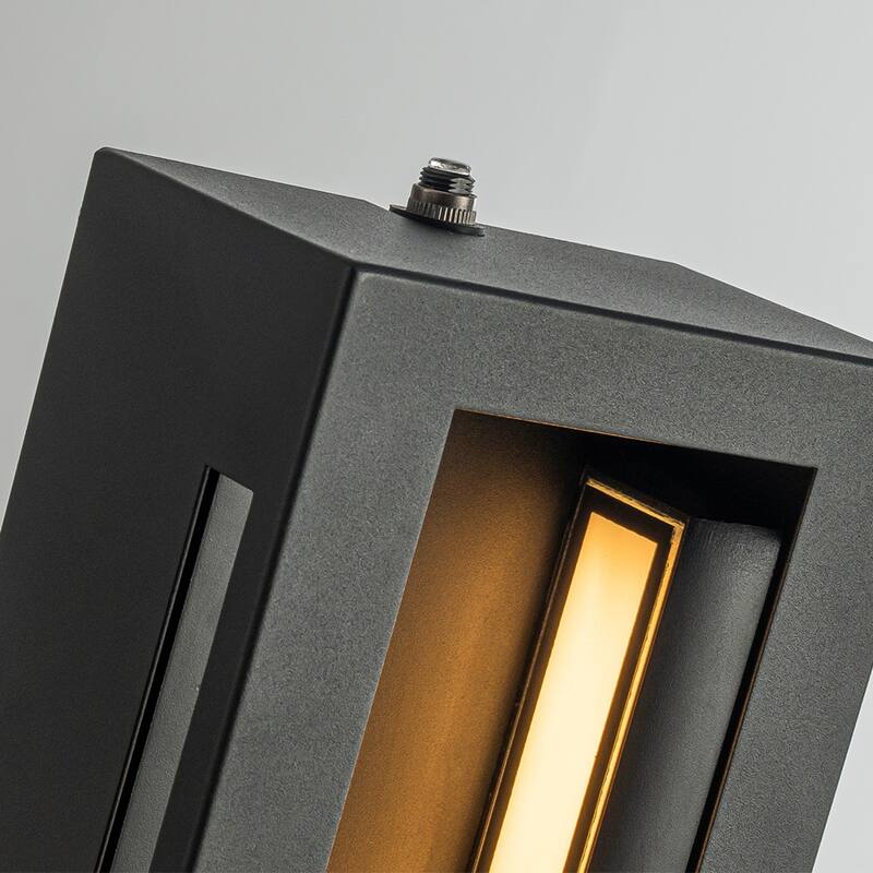 Modern Outdoor Wall Light with Dusk to Dawn Sensor Matte Black 30W Integrated LED with Acrylic Shade for Garage Entryway