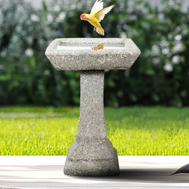 22.8" H Outdoor Concrete Bird Bath - Perfect for Adding Interest to Garden, Patio, Backyard, Porch and Deck