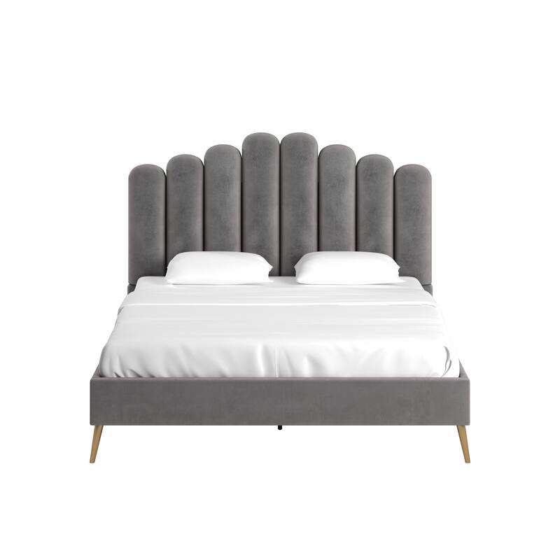 Eggleston Art Deco Velvet Upholstered Platform Bed by iNSPIRE Q Bold