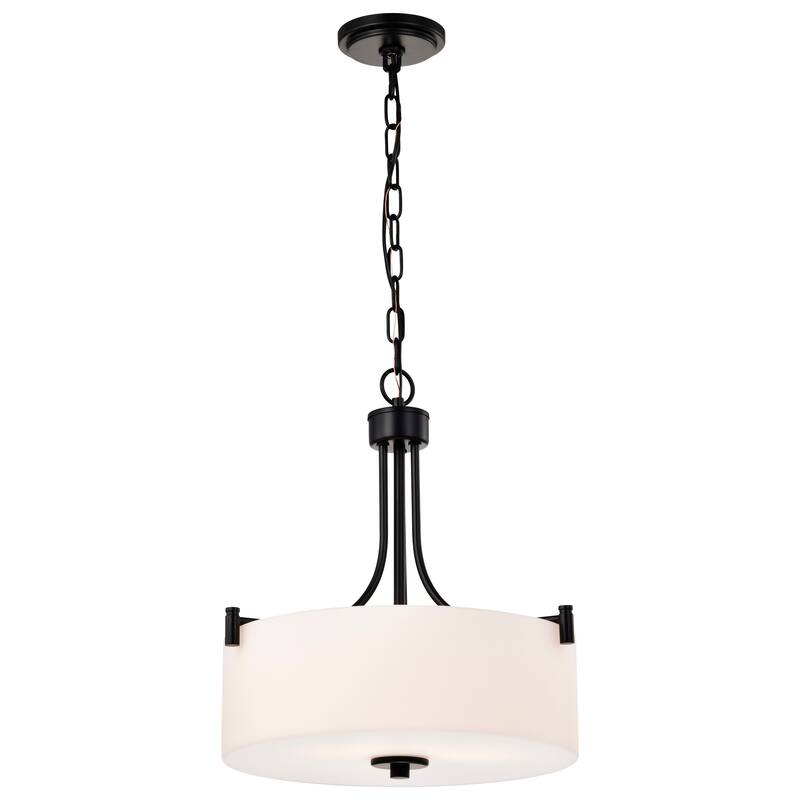 Liam 3 Light Pendant Matte Black White Opal Glass - Matte Black