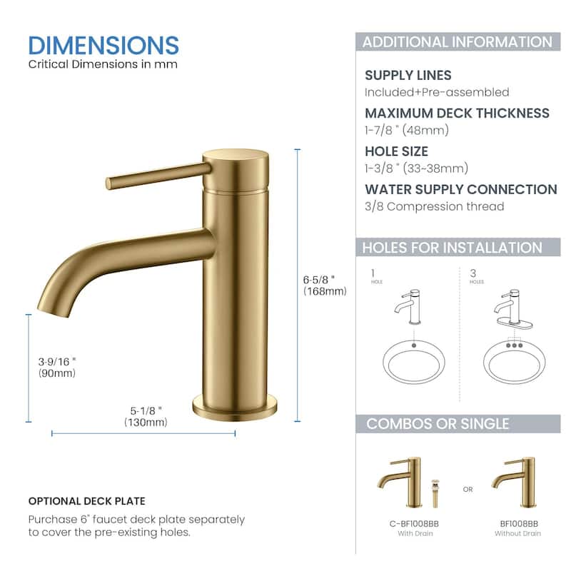 Lead Free Single Handle Bathroom Faucet with Water Hose