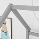 preview thumbnail 2 of 20, Twin Size Pine Wood Floor Bed with House Roof Frame, Fence Guardrails for Kids, Boys and Girls