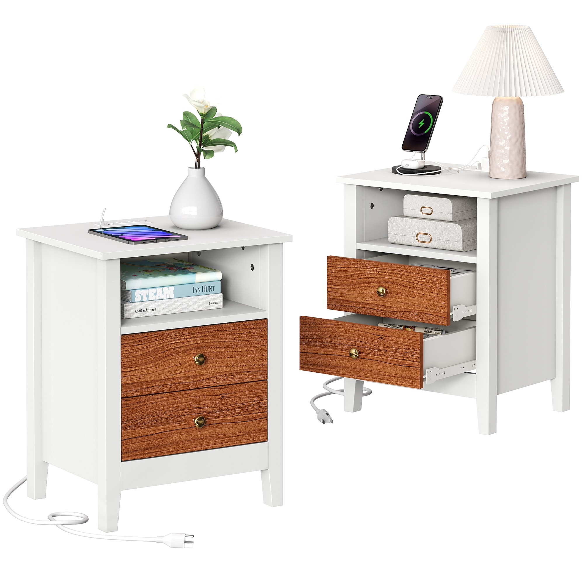 J hunt home usb 2 drawer side table sale