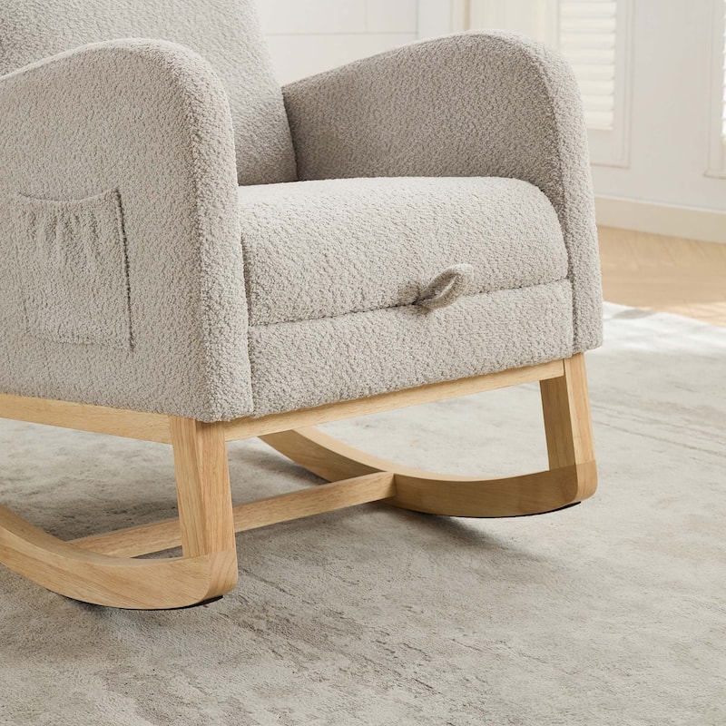 25.4"W High Back Rocking Chair with Retractable Footrest