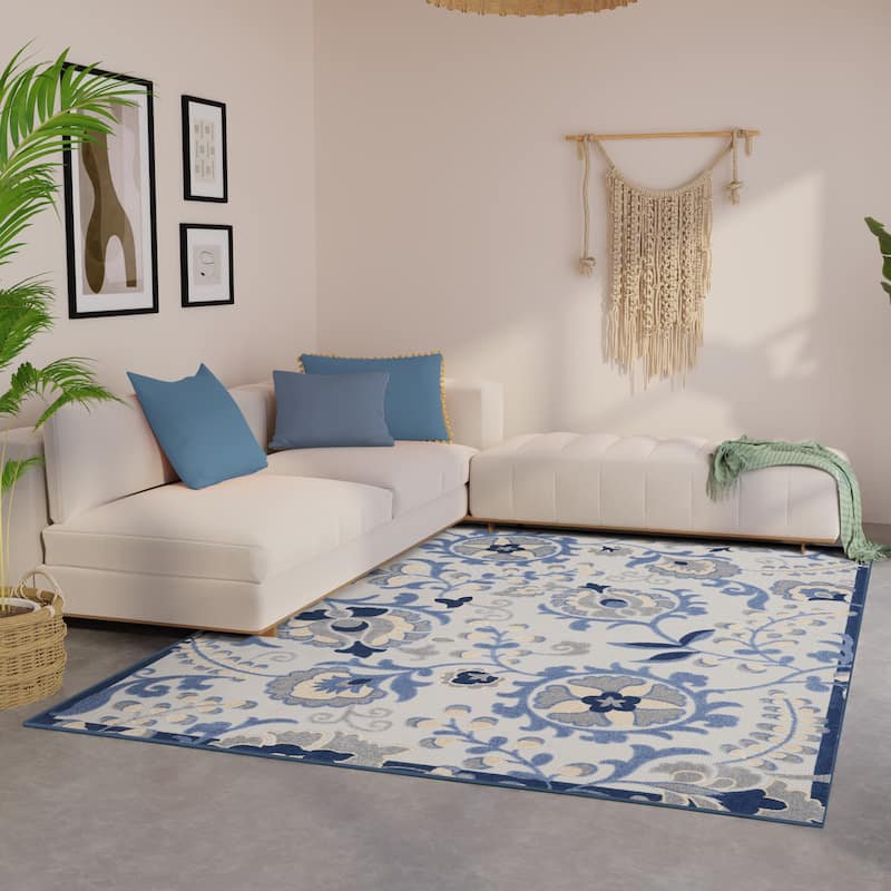 Nourison Alice Indoor/Outdoor Floral Area Rug - 7' x 10' - Blue/Grey