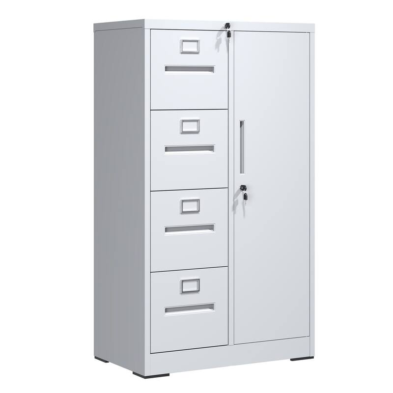 Lockable 4-Drawer File Cabinet with Door