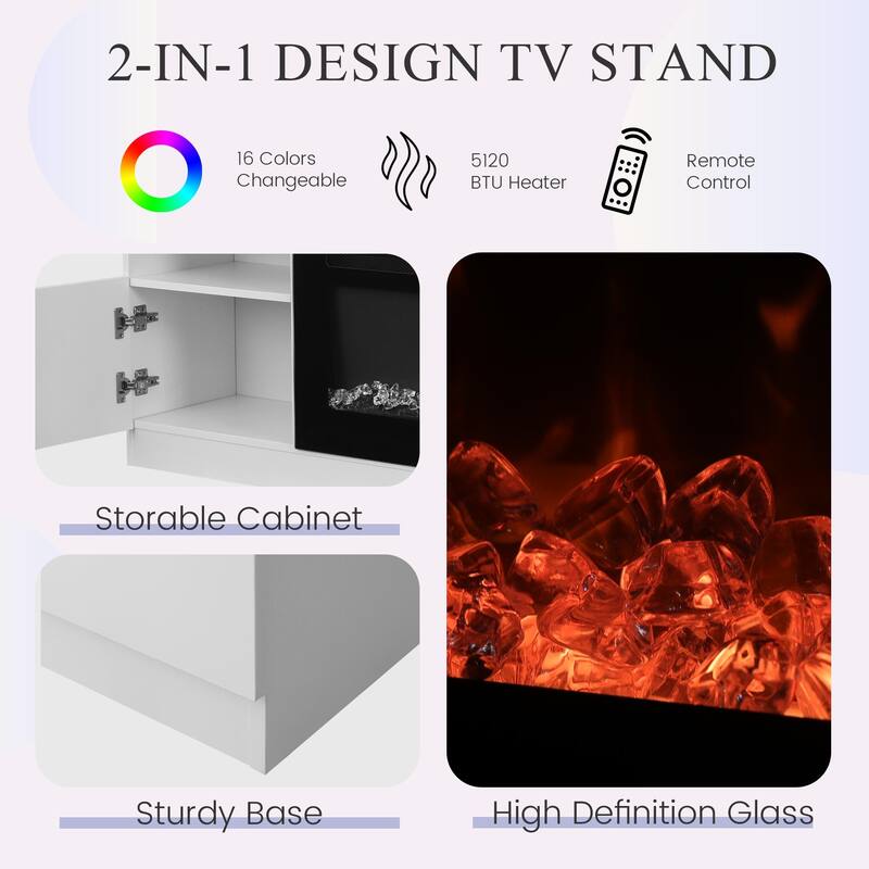 TV Stand with 36'' Electric Fireplace, Entertainment Center, and Console for TVs up to 80'' for Living Room - 73 inches in width