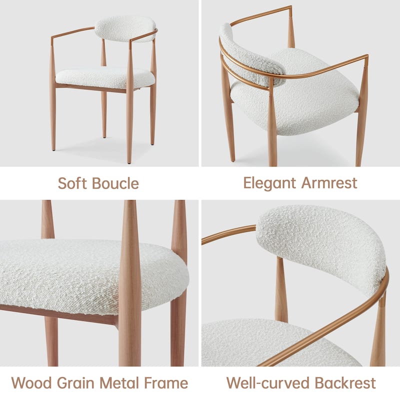 Morden Fort Modern Boucle Dining Chairs Armchair Set of 4