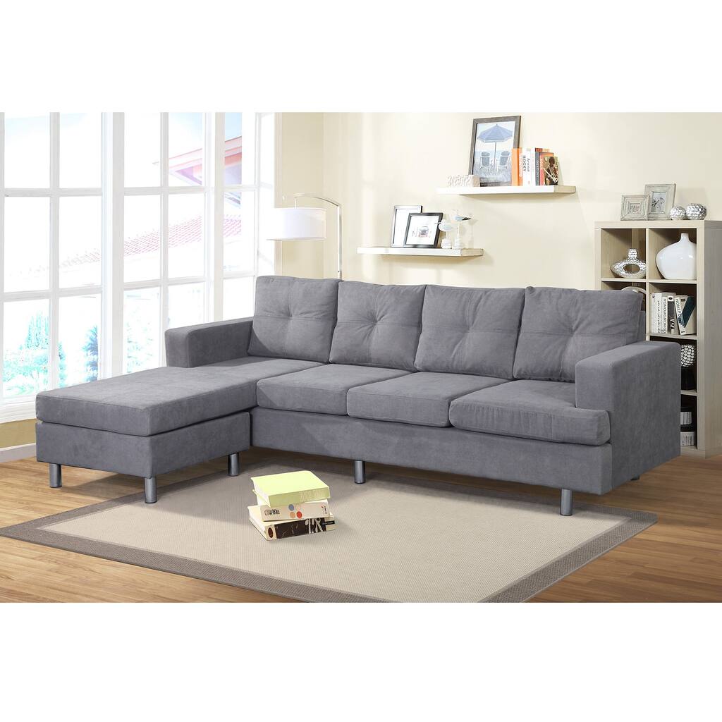 Sectional Sofa Set with L Shape Chaise Lounge Left or Right Hand Chaise