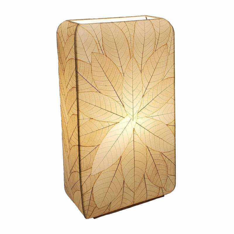 Eangee Handmade Sunburst Table Lamp, Cocoa Leaves Shade, 15 x 8 x 30 in.