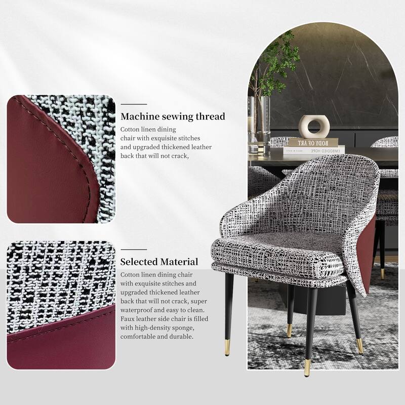 Two-tone Linen Upholstered Dining Chairs (Set of 2) - 21.65" W x 20.66" D x 32.28" H