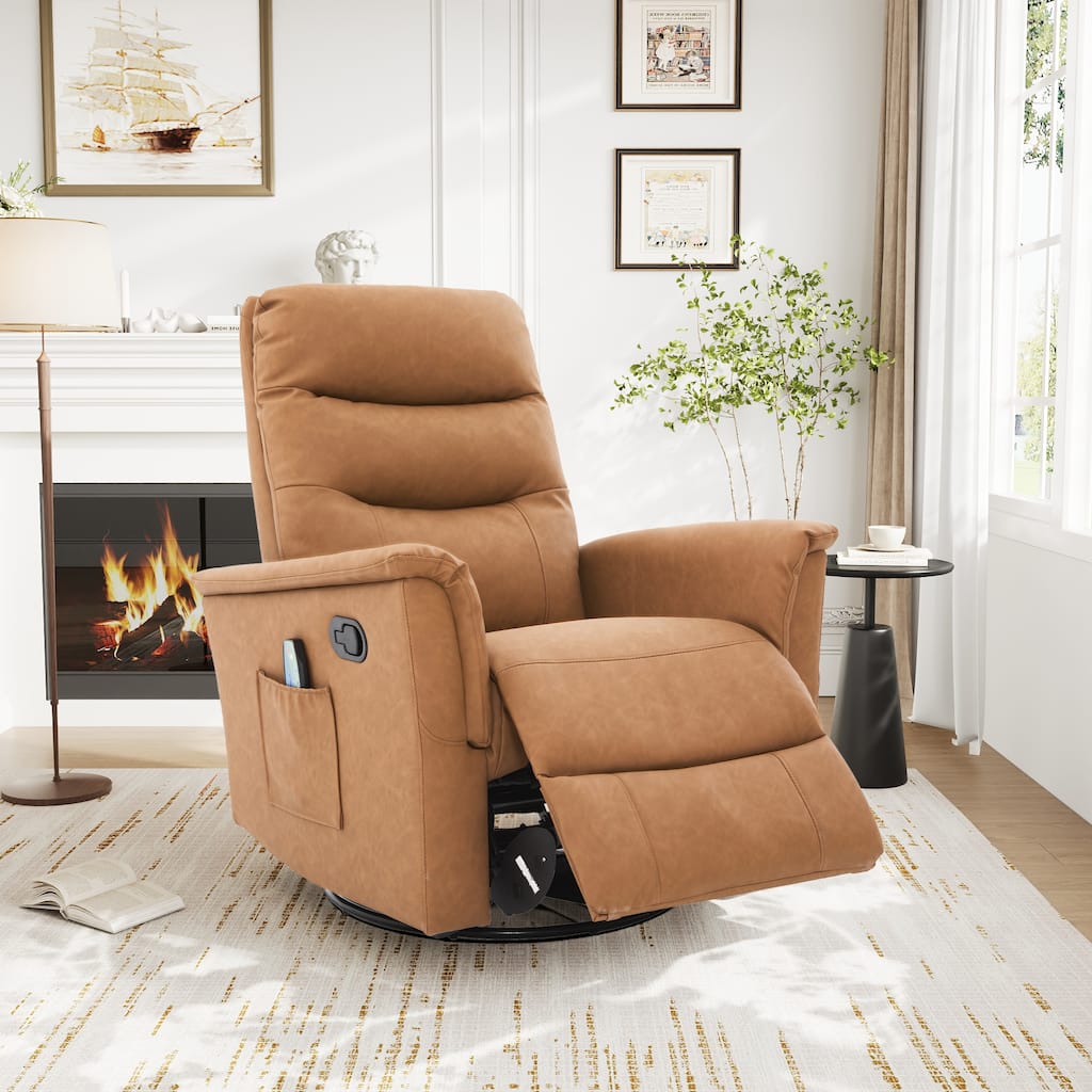 Manual Recliner Chair Rocking and Swivel Recliner Massage Recliner with 8-Point Massage Function and Adjustable Backrest
