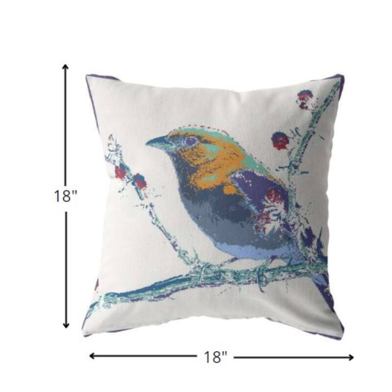 HomeRoots 18" Blue White Robin Zippered Suede Throw Pillow
