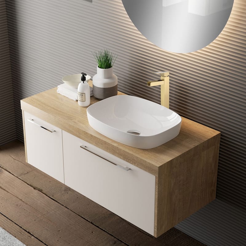 Single Handle Bathroom Vessel Faucet Brushed Gold Bathroom Sink Vessel Faucet One Holes Modern Tall High Basin Vanity Taps
