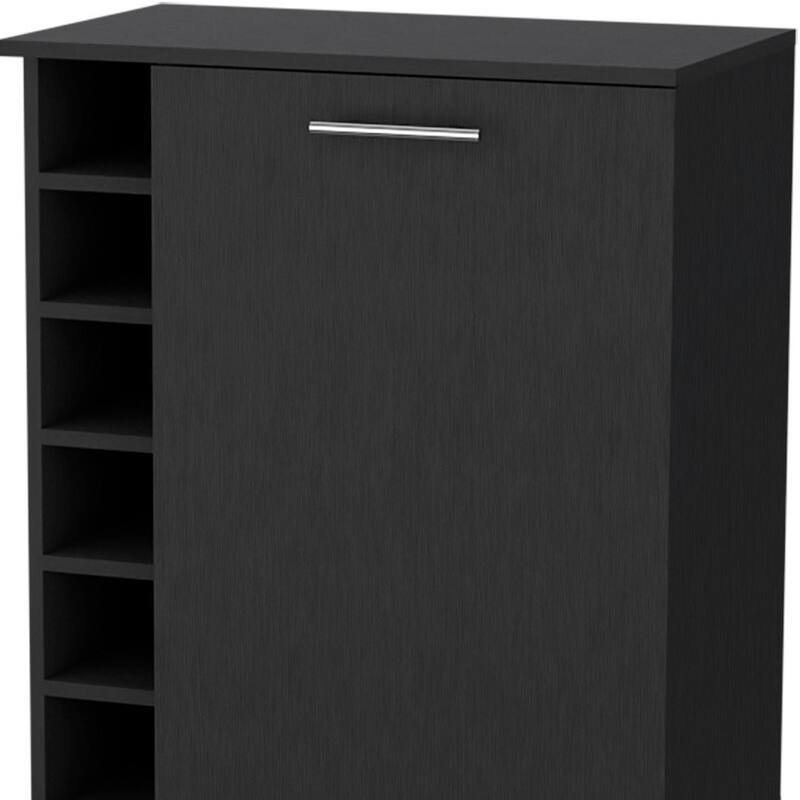 HomeRoots Black Rolling Bar Cart With Wine Storage - 25.80 in. x 32.30 in. x 14.70 in.