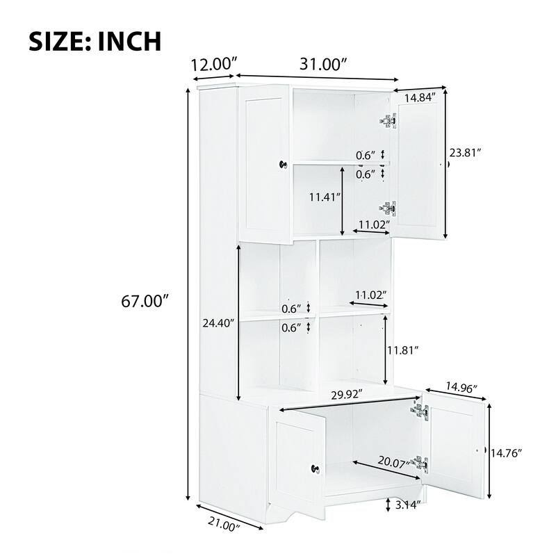 Tall And Wide Bathroom Floor Storage Cabinet - Black