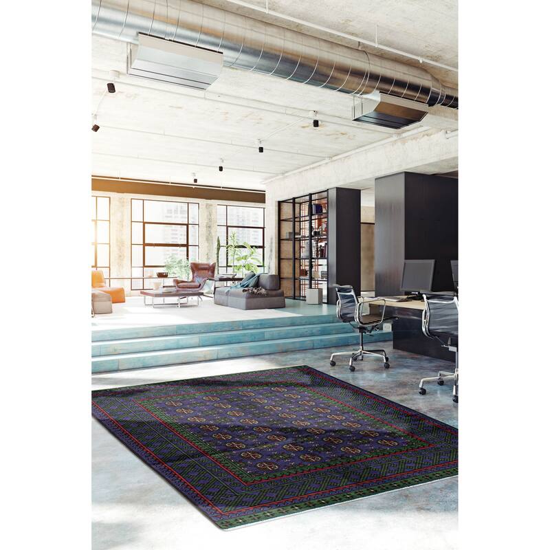 ECARPETGALLERY Hand-knotted Uzbek Kargahi Purple Wool Rug - 4'9 x 6'3