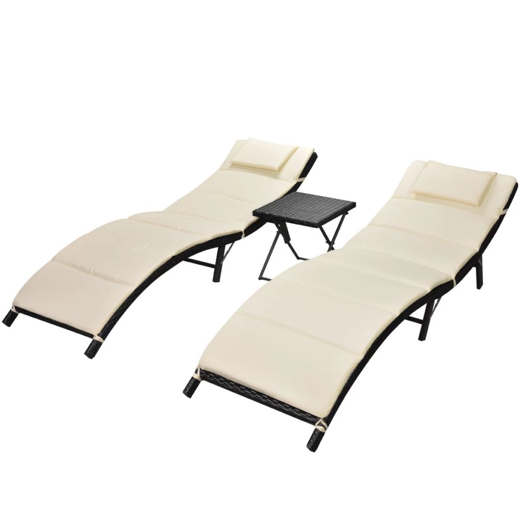 foldable rattan sun lounger