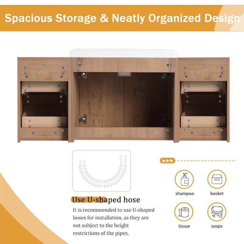 Malwee 36"/48"/60" Floating Bathroom Vanity,Wall Mounted Bathroom Vanity with Sink,Soft Close Door and Drawer