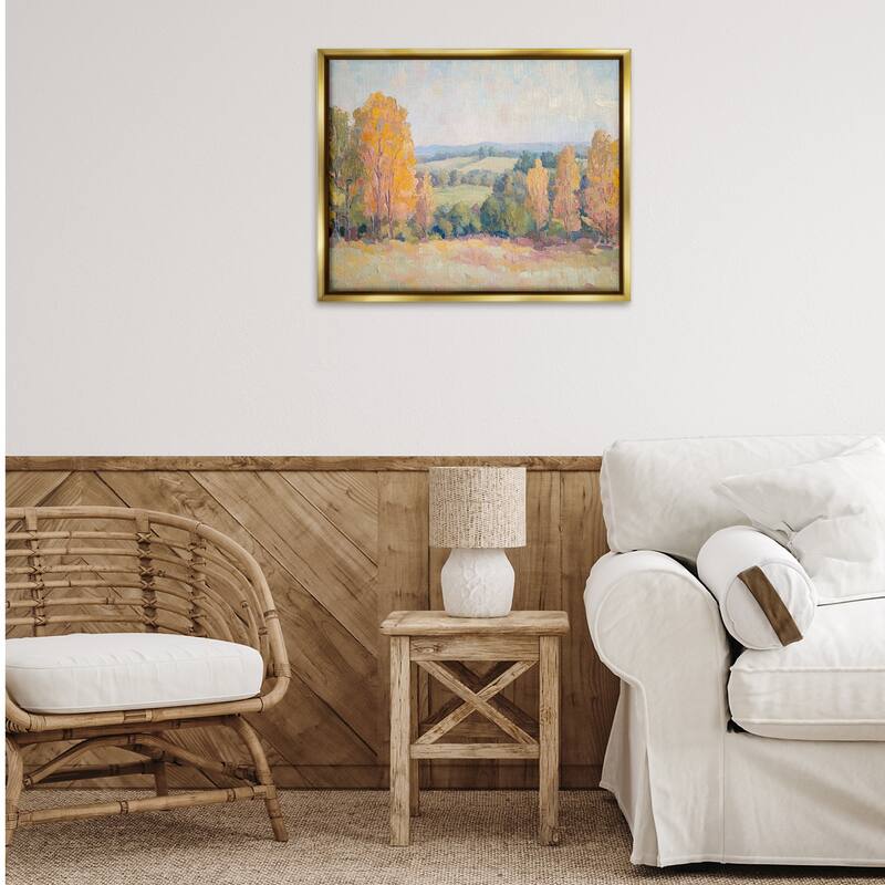 Stupell Countryside in Autumn Framed Floater Canvas Wall Art Design By Petal Prints Design