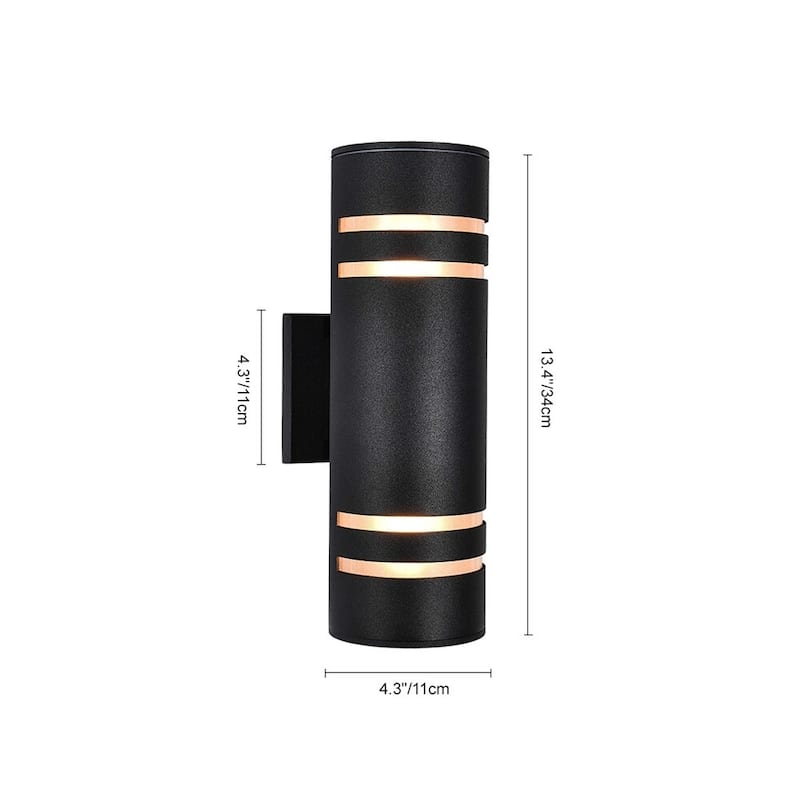2-Light Industrial Vintage Black Linear Cylinder Wall Lights Waterproof IP54 Lantern Outdoor Wall Sconces