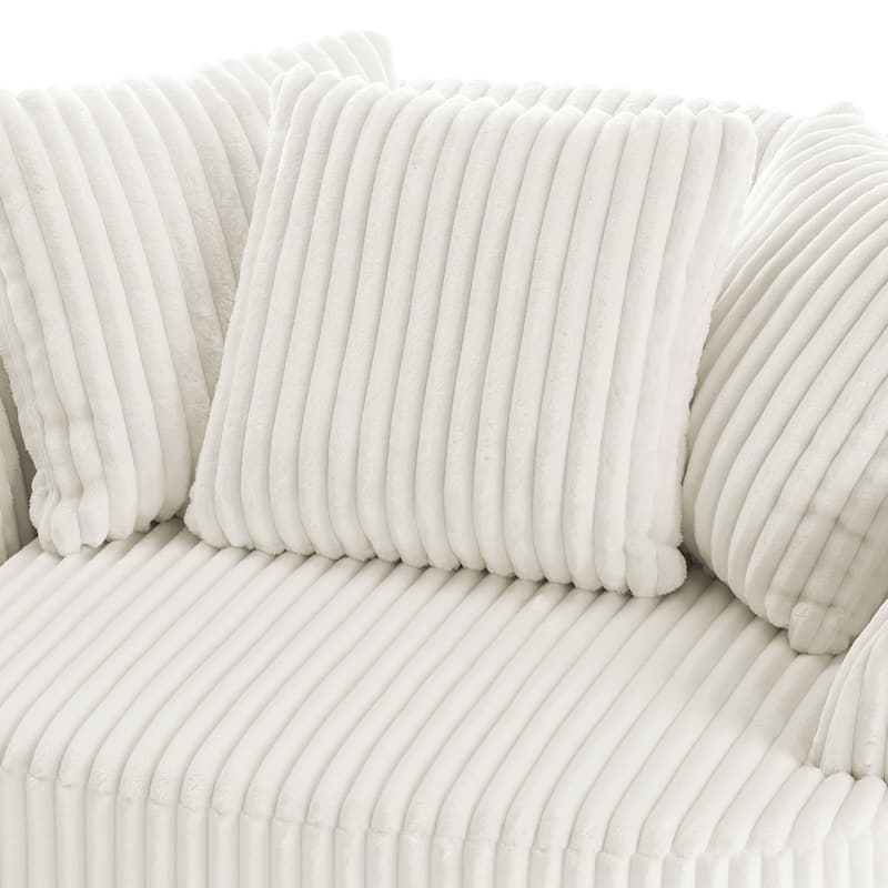 Oversized 43" W Plush Corduroy Slipcovered Swivel Barrel Chair with Pillows Set of 2