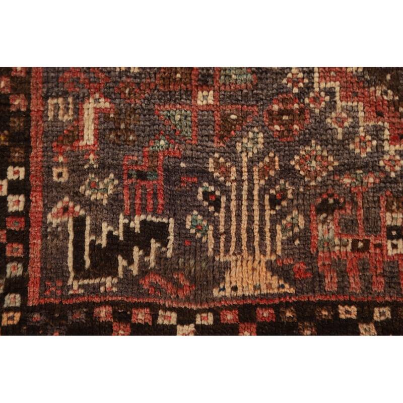 Vegetable Dye Qashqai Persian Rug Hand-knotted Antique Wool Carpet - 3'9"x 6'8"