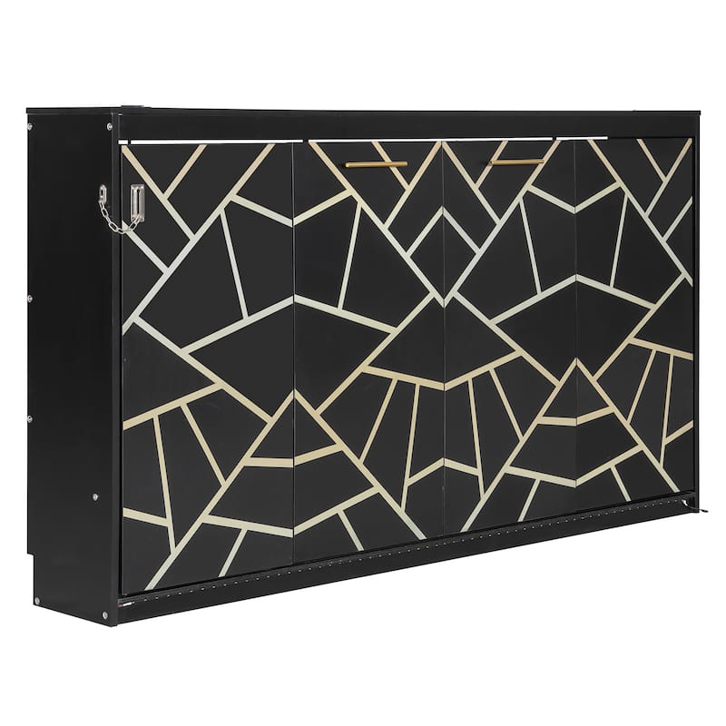 Side-Folding Printed Murphy Bed with LED and USB