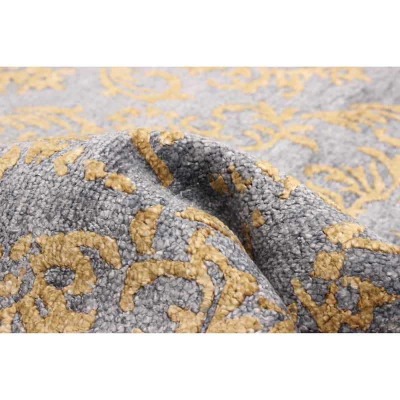 ECARPETGALLERY Hand-knotted Heritage Charcoal Silk Rug - 5'5 x 7'5