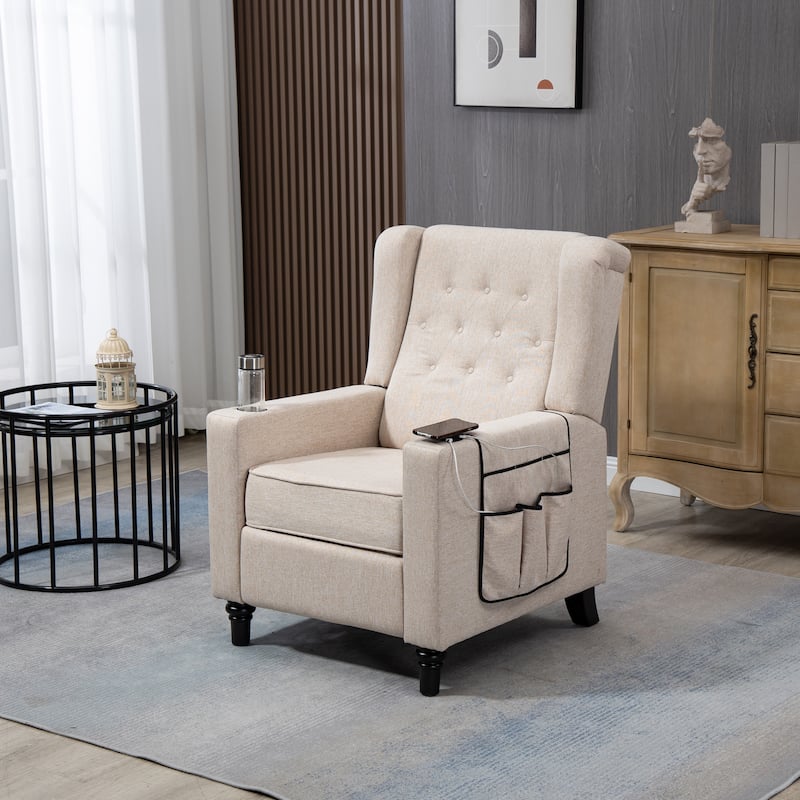 Recliner Chair with Button Tufted Back - Khaki