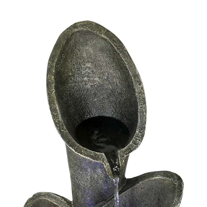 Modern Outdoor Floor Rock Water Fountain 33.5" H with LED