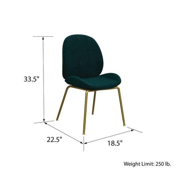 Astor Upholstered Dining Chair, Green Velvet with Brass Metal Leg Bed