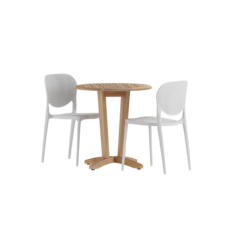 Amazonia Teak 3pc Outdoor Patio Wona Bistro Set