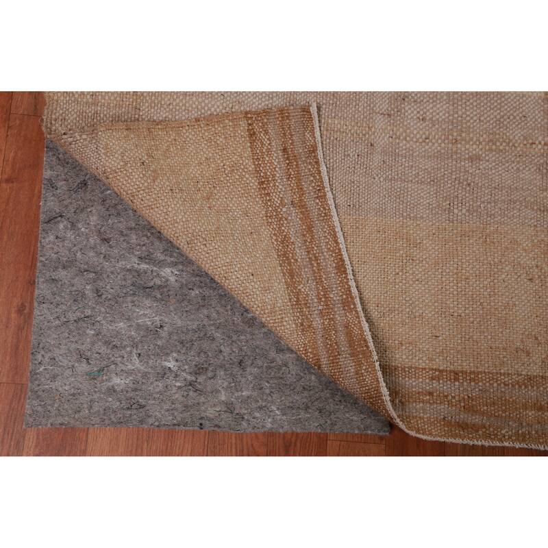 Hand Woven Oriental 100% Jute Carpet Southwestern Modern Brown Kilim Area Rug - 12' 5'' X 10' 4''