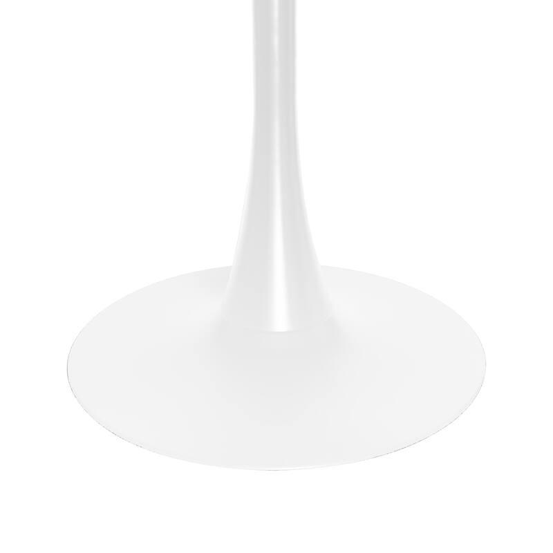 Bristol 35 Inch Mid Century Modern Round Dining Table, Wood Top & Glossy Iron Pedestal Base for Kitchen & Dining Room
