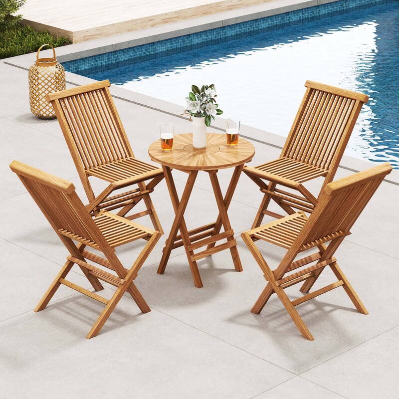 Costway Patio Chairs Set of 2/4 with Slatted Seat & Backrest No - 2 PCS