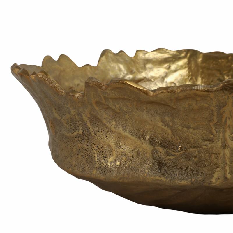 Round Metal Textured Decorative Bowl for Home Decor - 17", Gold - 17.0"