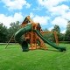 preview thumbnail 2 of 16, Gorilla Playsets Empire Wooden Swing Set with Monkey Bars - Amber