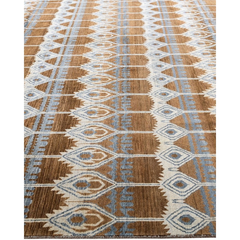 Ikat One-of-a-Kind Hand-Knotted Area Rug - Brown, 8' 2" x 10' 2" - 8' 2" x 10' 2"