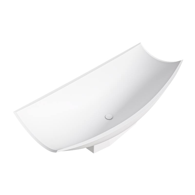 ALFI brand White Matte 71" Solid Surface Resin Free Standing Hammock Style Curved End Bathtub