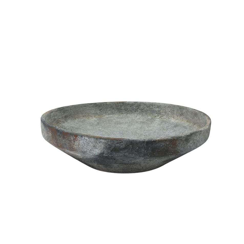 Ceramic Textured Decorative Bowl with Brown Accents - Dark Gray, Beige, Red or Cream - Roche River Decor