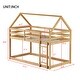 preview thumbnail 7 of 5, Natural Twin over Twin House-Shaped Bunk Bed with Ladder, Guardrails, and Low Height Design