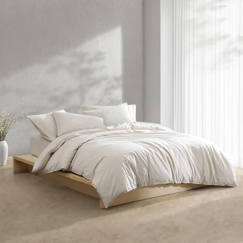 Calvin Klein Washed Percale Cotton Solid Comforter Set