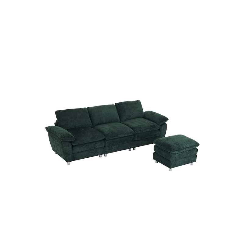 Modern dark three-seater sofa, polyester sofa sleeper, comfortable upholstered furniture for living room, apartment