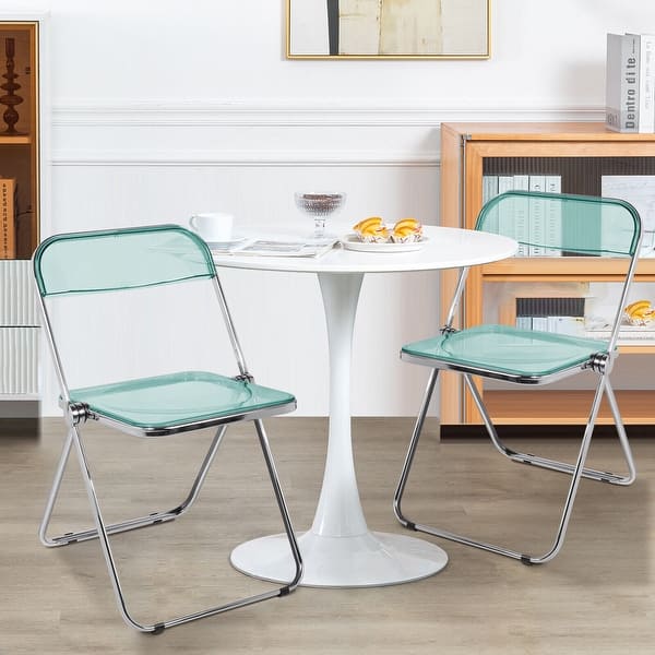 Transparent Acrylic Stackable Folding Dining Chair with Metal