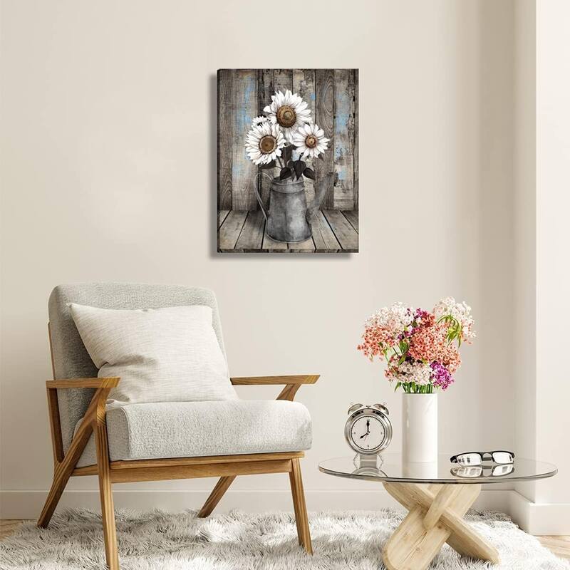 White Sunflower Wall Art Decor