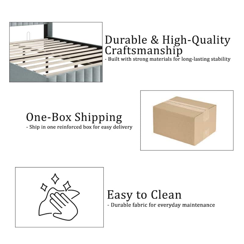 CraftPorch Minimalist Wingback Platform Lift Up Storage Bed
