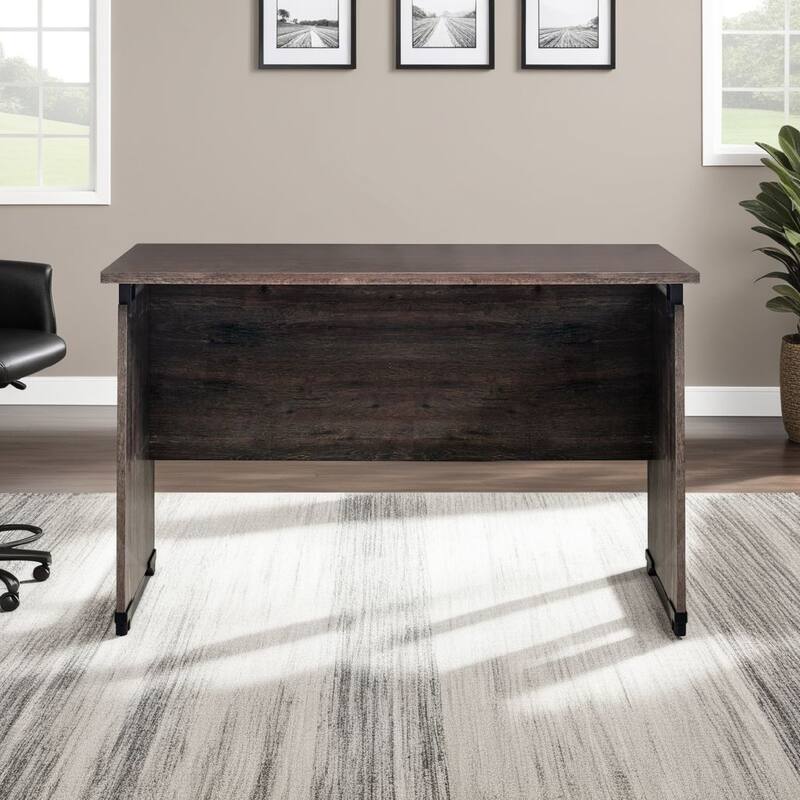 51 Inches Office Desk with 6 Drawer File Cabinet, Brown
