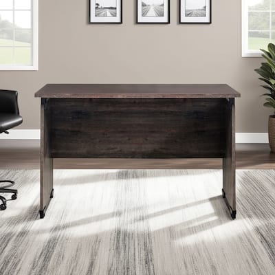 51 Inches Office Desk with 6 Drawer File Cabinet, Brown